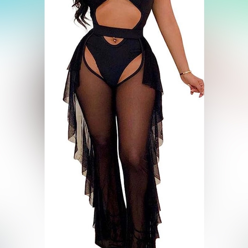 Elegant Black Sheer Swim Coverup
